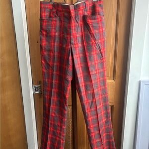 Farah Red and Gray Plaid Men's Dress Pants (fits small, no‎ size)